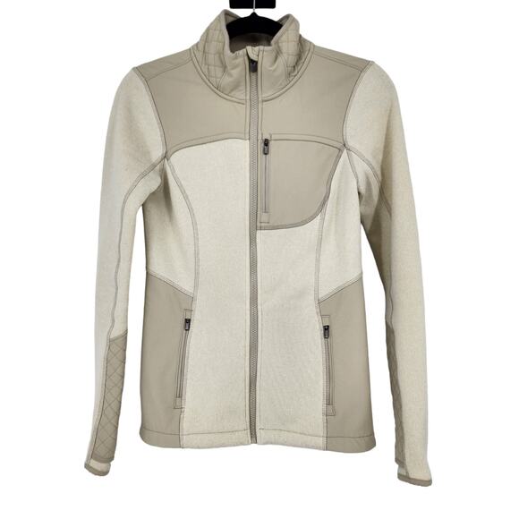 Athleta Truckee Track Full Zipper Fleece Jacket in Sandcastle Heather Size XS - Picture 2 of 6